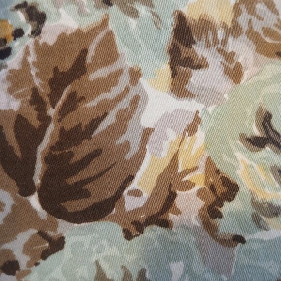 New Travel Sling Crossbody Brown Bronze faux leather & Mint Yellow Floral fabric - Picture 9 of 10